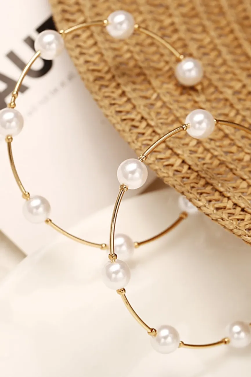 Gouden Ronde Oorbellen met Parels