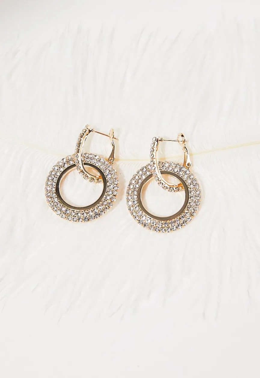 Gouden Ronde Stainless Steel Glitter Oorbellen