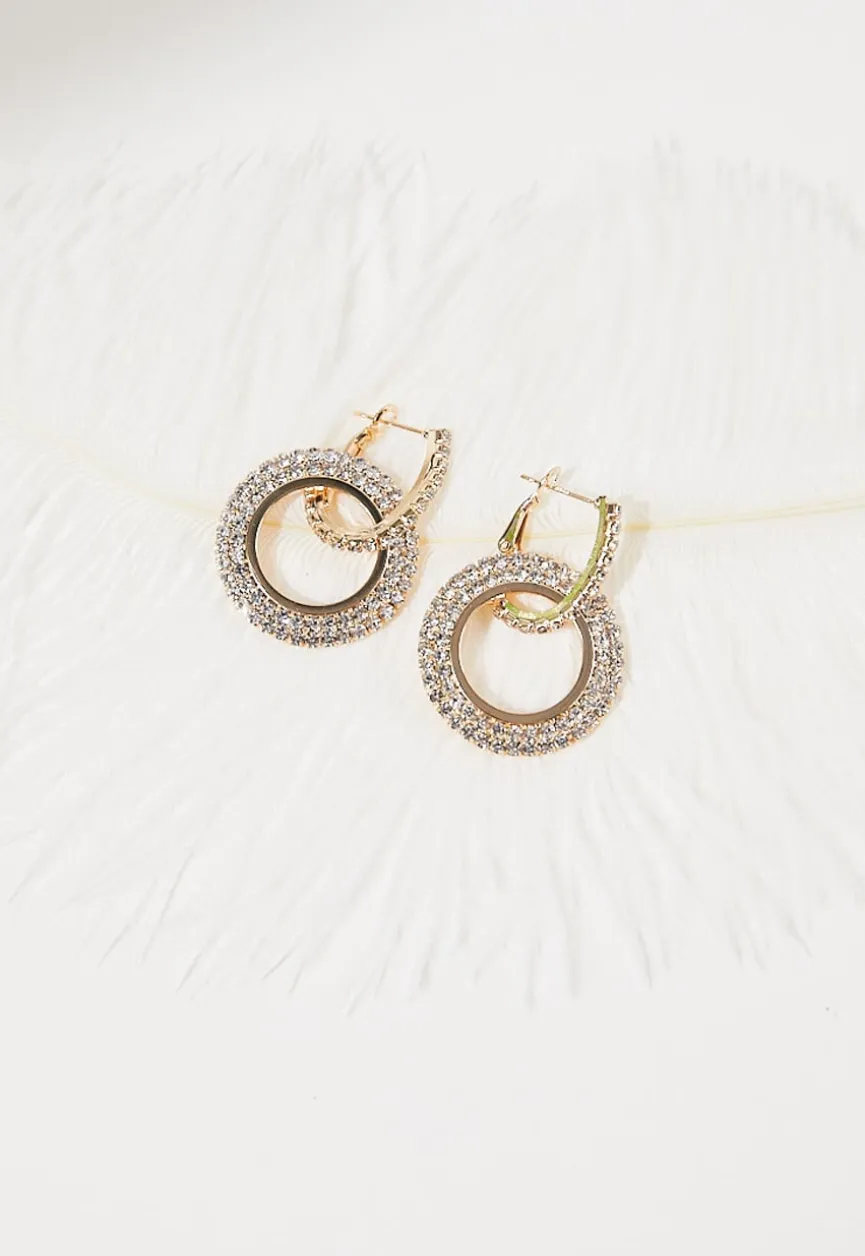 Gouden Ronde Stainless Steel Glitter Oorbellen