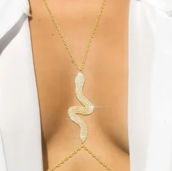 Gouden Snake Bodychain met Strass