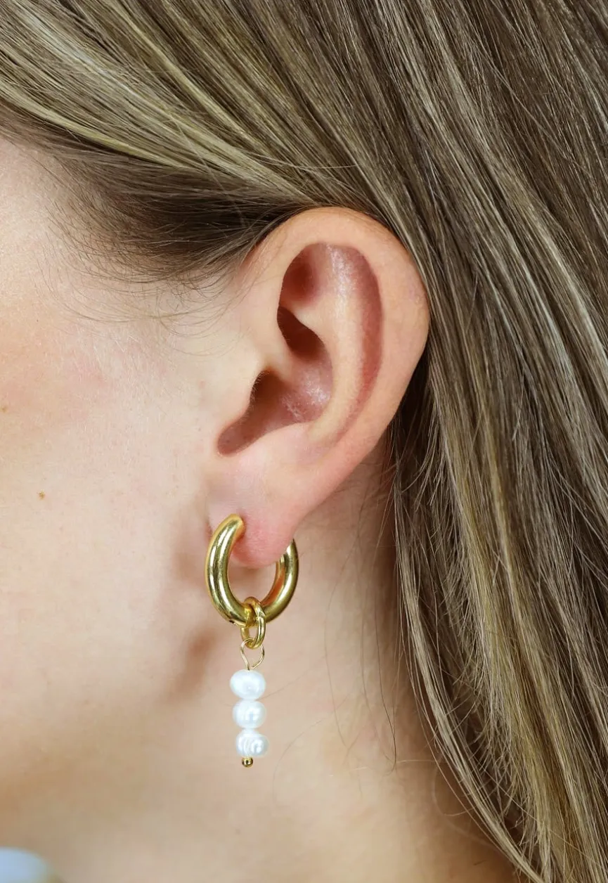 Gouden Stainless Mix en Match Oorbellen met Parels