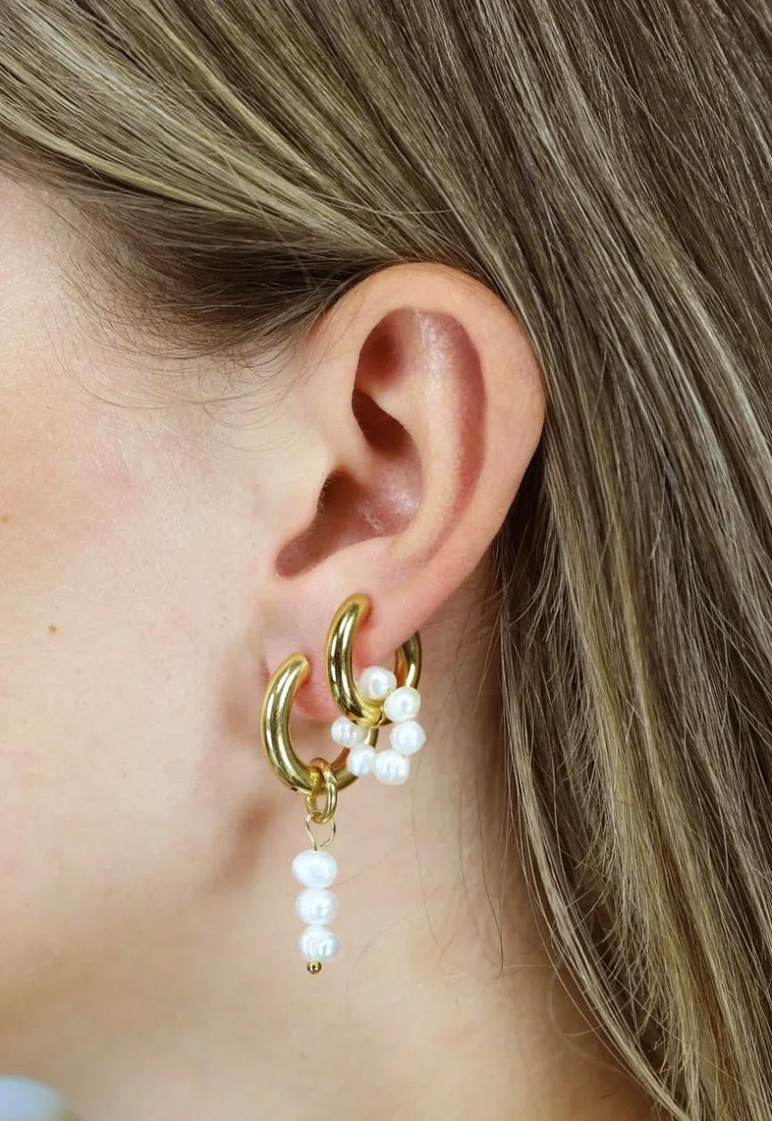 Gouden Stainless Mix en Match Oorbellen met Parels