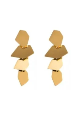 Gouden Stainless Oorbellen met Organische Vormen