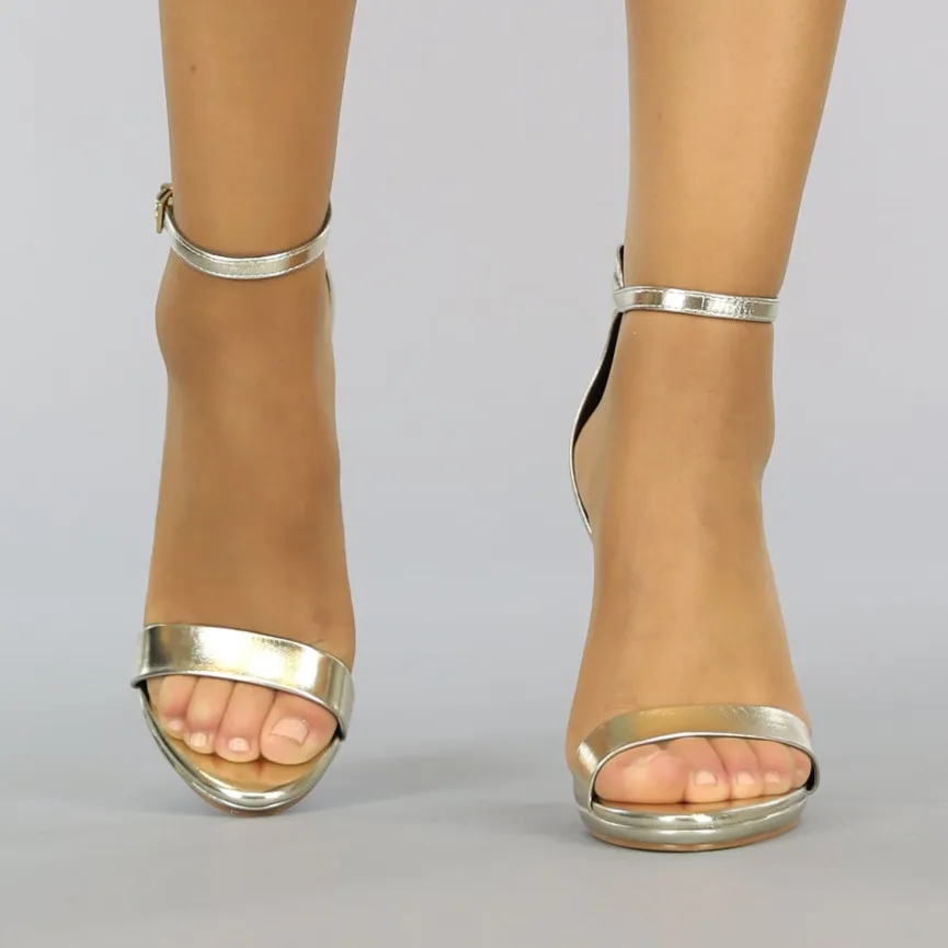Gouden Stiletto Sandaletten met Peeptoe