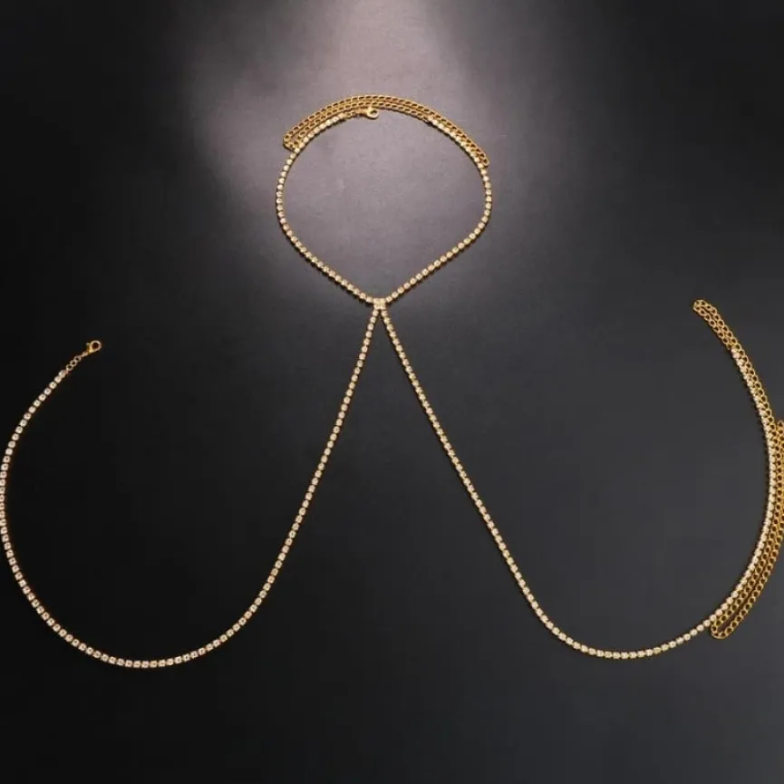 Gouden Strass Between Boob Ketting