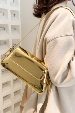 Gouden Verstelbare Metallic Schoudertas