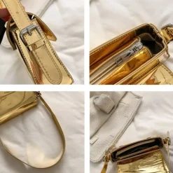 Gouden Verstelbare Metallic Schoudertas