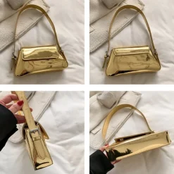 Gouden Verstelbare Metallic Schoudertas