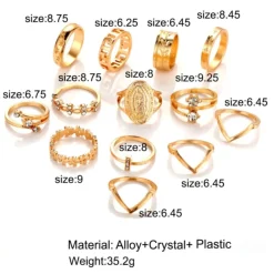 Gouden Vintage Dertiendelige Ringen Set
