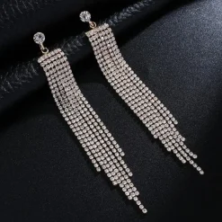 Gouden Waterval Oorbellen met Strass