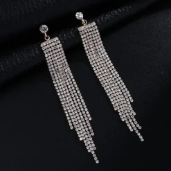 Gouden Waterval Oorbellen met Strass