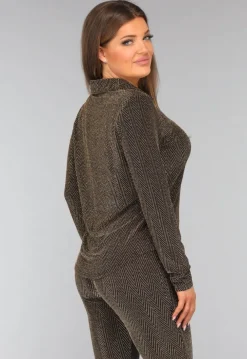 Gouden Zigzag Glitter Blouse