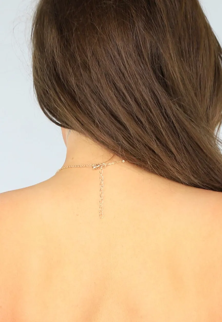 Goudkleurige Bodychain met Diamantjes en Karabijnsluiting