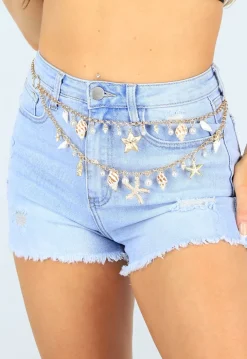 Goudkleurige Bodychain met Schelpen Detail