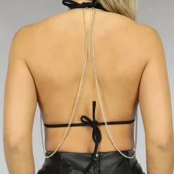 Goudkleurige Layered Bodychain met Oorbellen