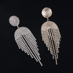 Goudkleurige Oorhangers met Strass