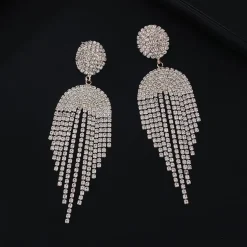 Goudkleurige Oorhangers met Strass