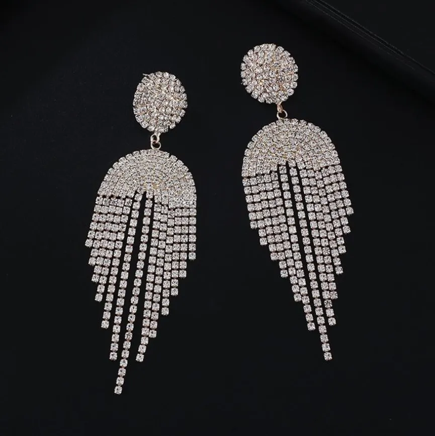 Goudkleurige Oorhangers met Strass