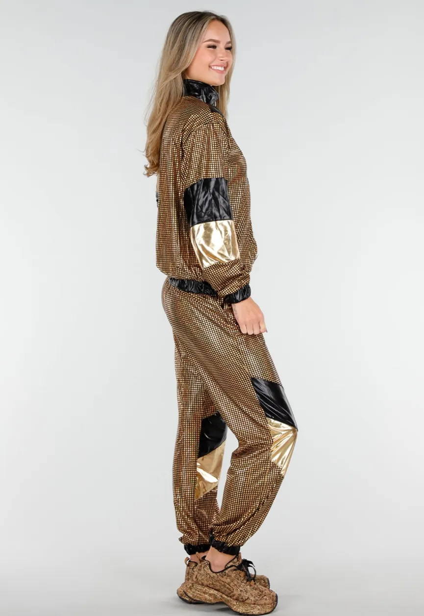 Goud Zwart Gabber Pak met Retro Glans en Sportieve Stretch