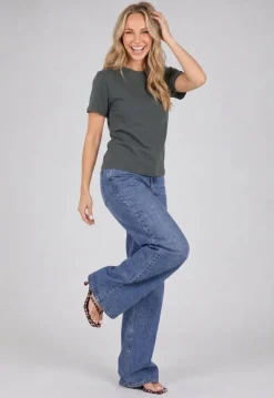 Grijs Basic T-Shirt met Lichte Stretch