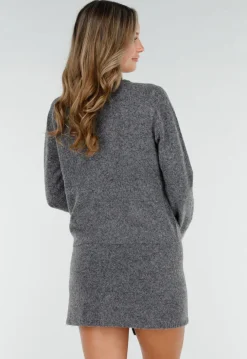 Grijs Gebreid Vest met Lange Mouwen en Knoopsluiting