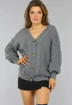 Grijs Oversized Gebreid Vest