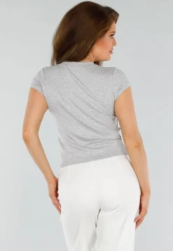 Grijs Stretch T-Shirt met Korte mouwen en Stretch
