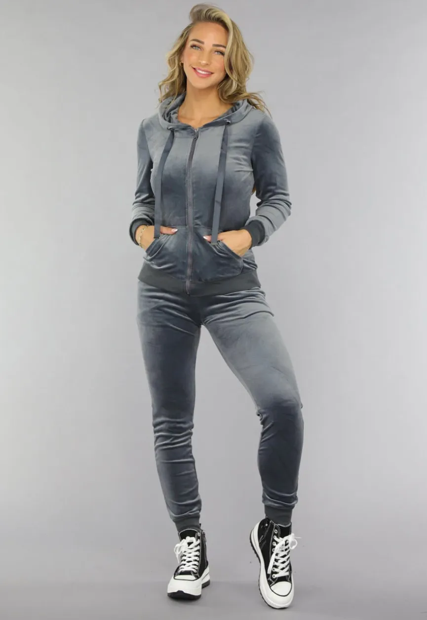 Grijs Velvet Huispak met Capuchon