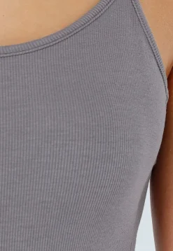 Grijze Bodysuit met Spaghetti Bandjes en Pads