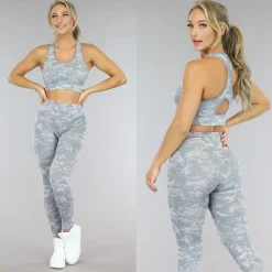 Grijze Camouflage Driedelige Sportset