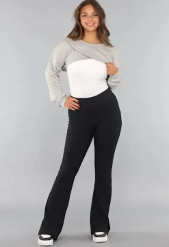 Grijze Cropped Trui met Overslag Look