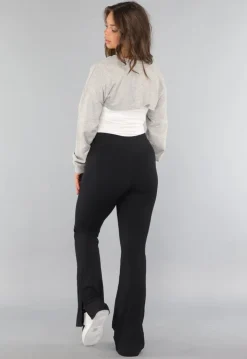 Grijze Cropped Trui met Overslag Look
