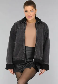 Grijze Denim Teddy Tussenjas