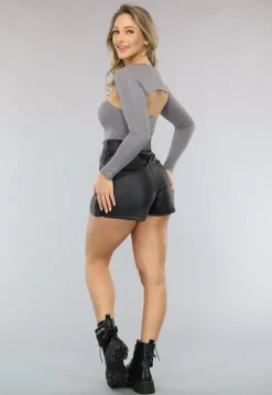 Grijze Elastische Bandeau Top met Bijpassende Bolero