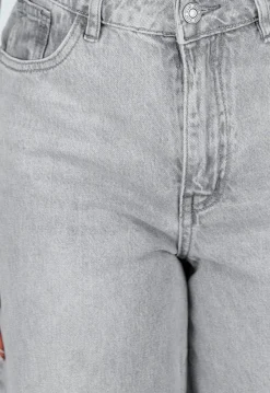 Grijze Extra Wide Leg Jeans met Hoge Taille en Rechte Pijpen