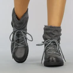 Grijze Gevoerde Snowboots met Veter