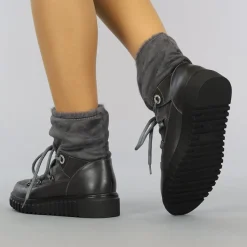 Grijze Gevoerde Snowboots met Veter