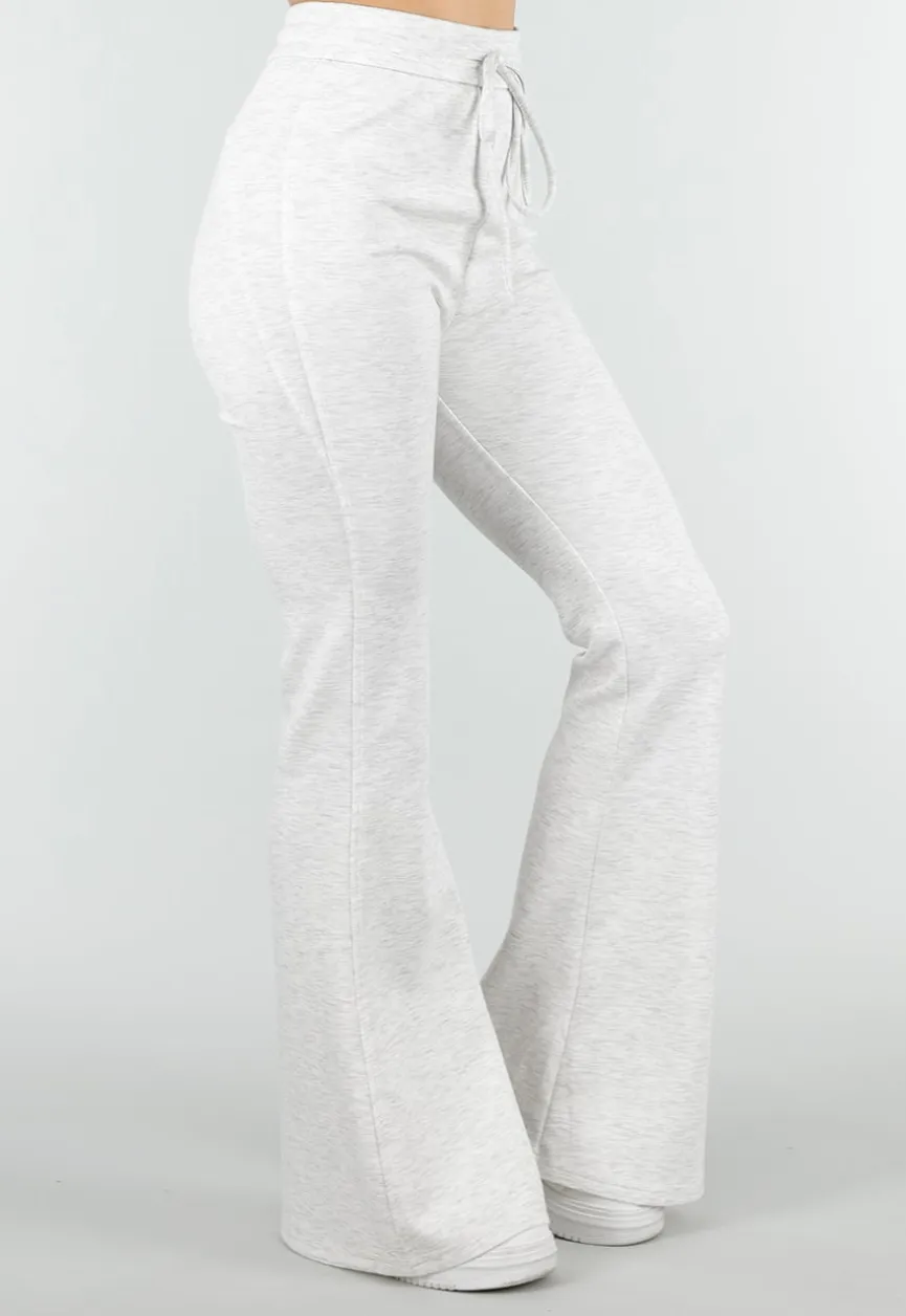 Grijze Joggingbroek met Flared Pijpen en Elastische Taille