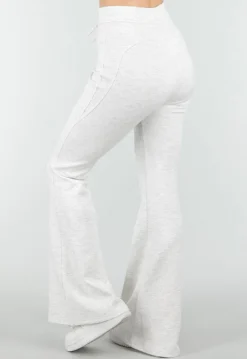 Grijze Joggingbroek met Flared Pijpen en Elastische Taille
