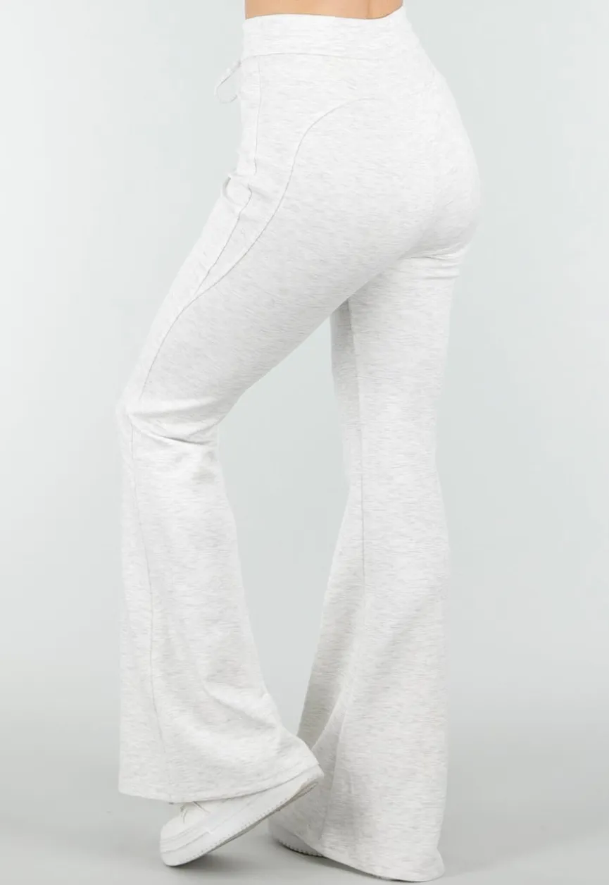 Grijze Joggingbroek met Flared Pijpen en Elastische Taille