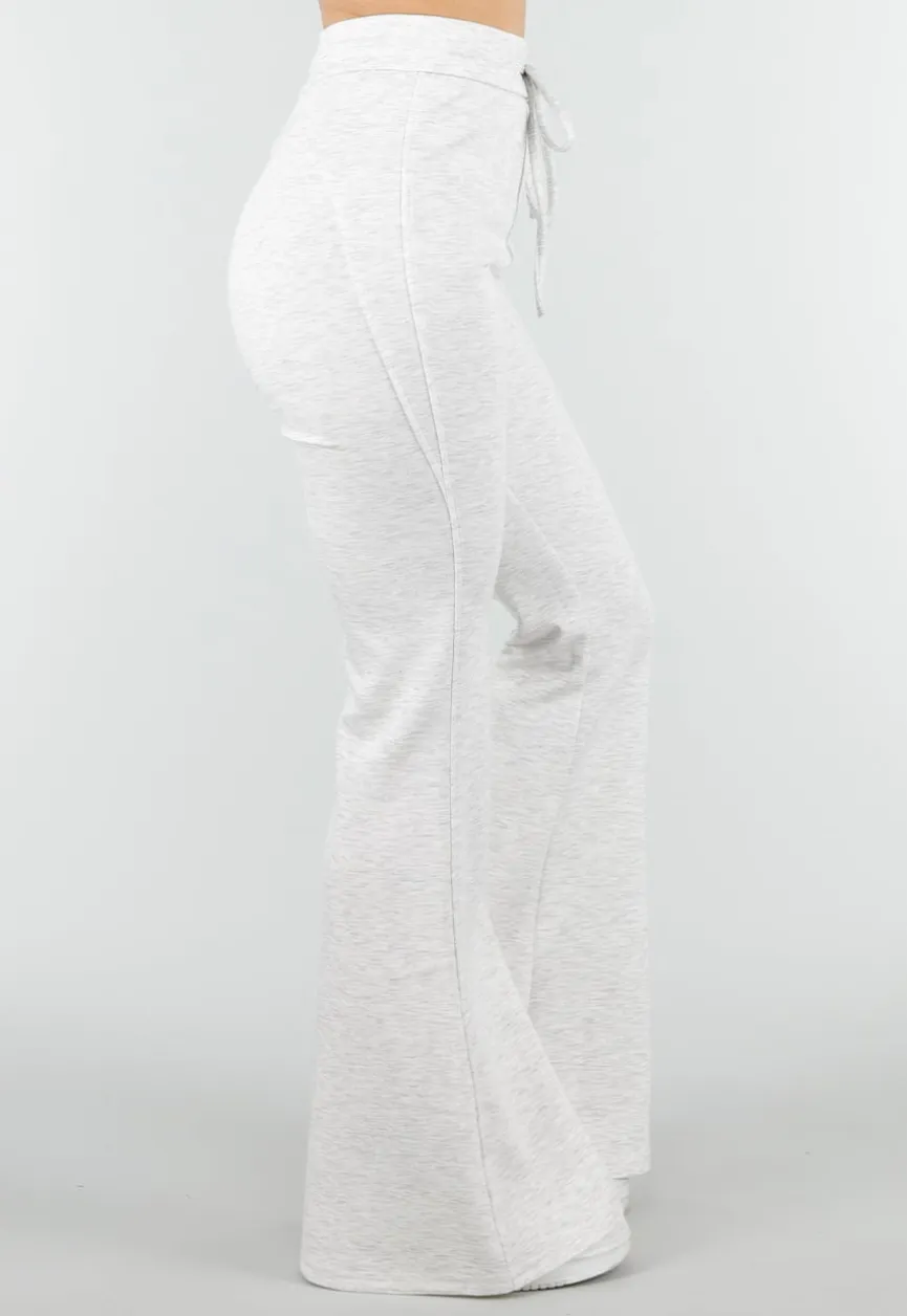 Grijze Joggingbroek met Flared Pijpen en Elastische Taille