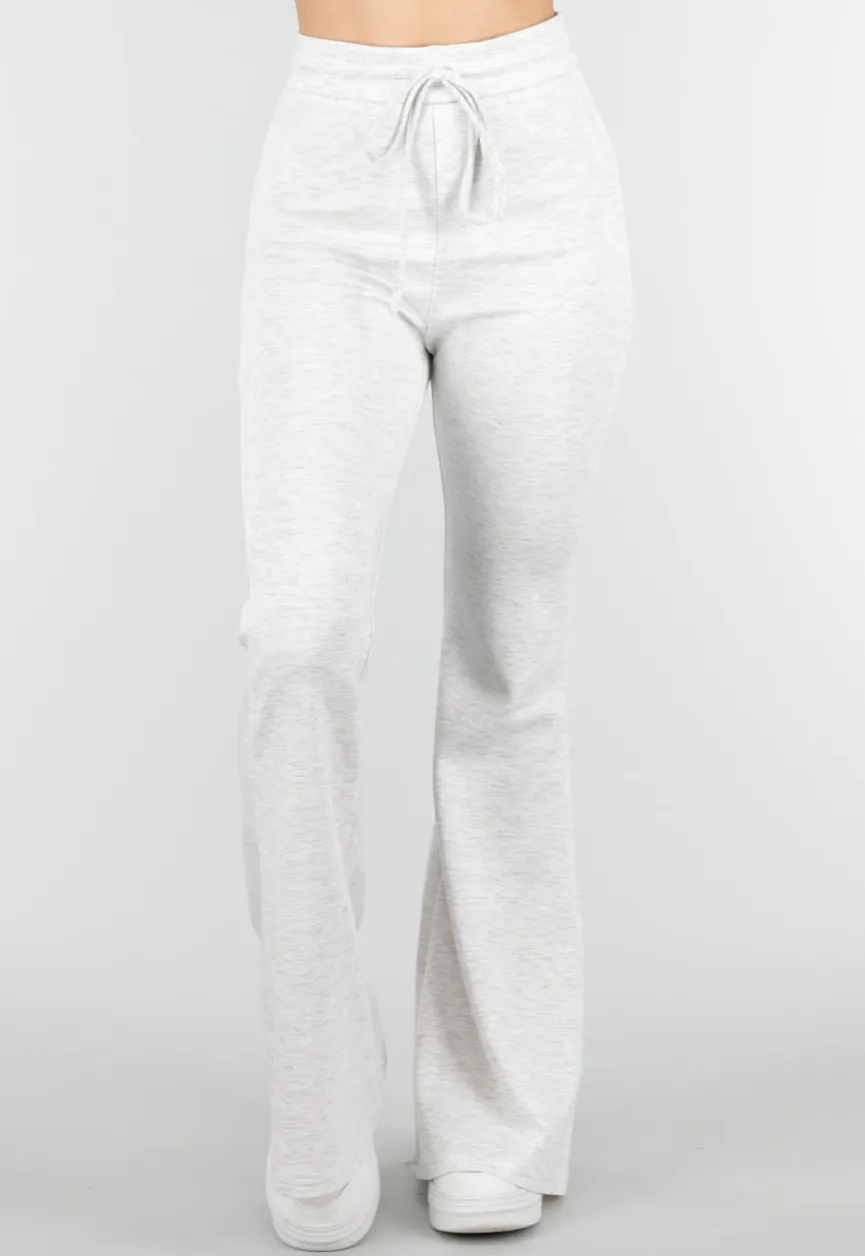 Grijze Joggingbroek met Flared Pijpen en Elastische Taille