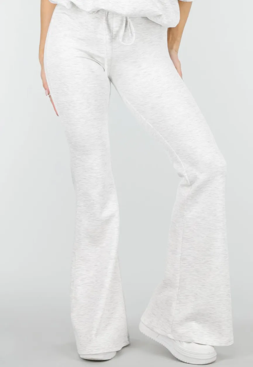 Grijze Joggingbroek met Flared Pijpen en Elastische Taille
