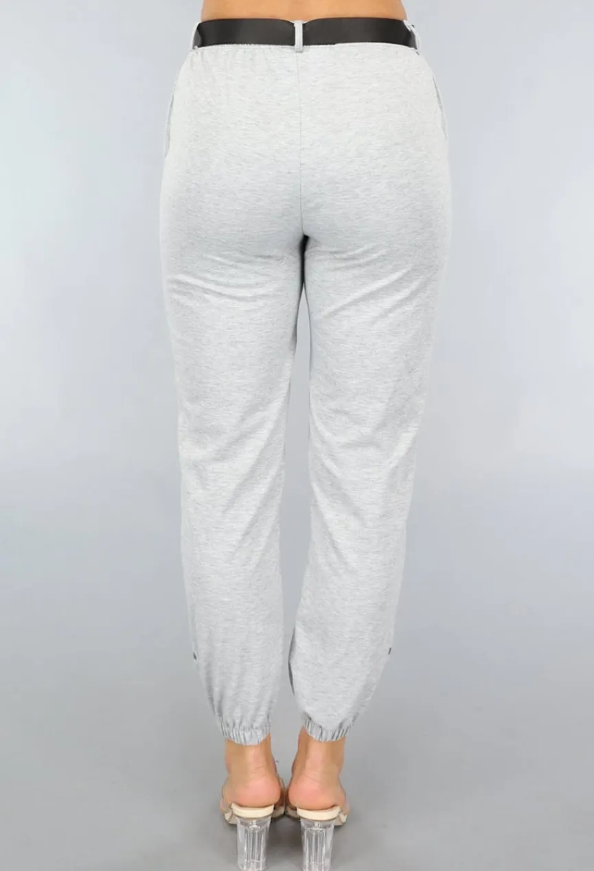 Grijze Joggingsbroek met Reflecterende Lijnen