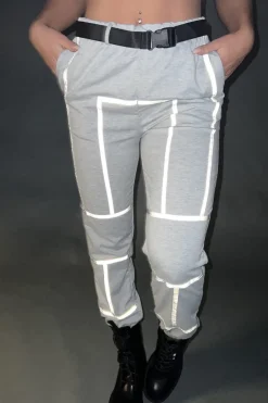 Grijze Joggingsbroek met Reflecterende Lijnen