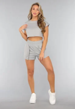 Grijze Korte Sporttop