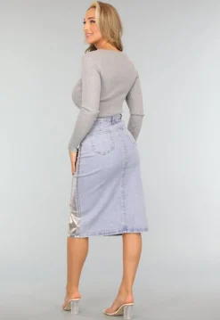 Grijze Lange Mouwen Top met Cutouts