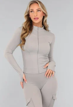 Grijze Longsleeve Fitness Set met Duimgaten