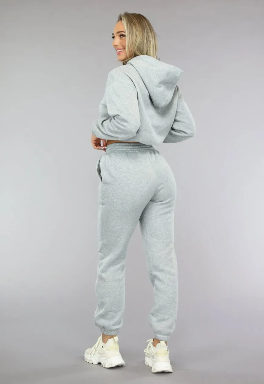 Grijze Lounge Set met Cropped Trui