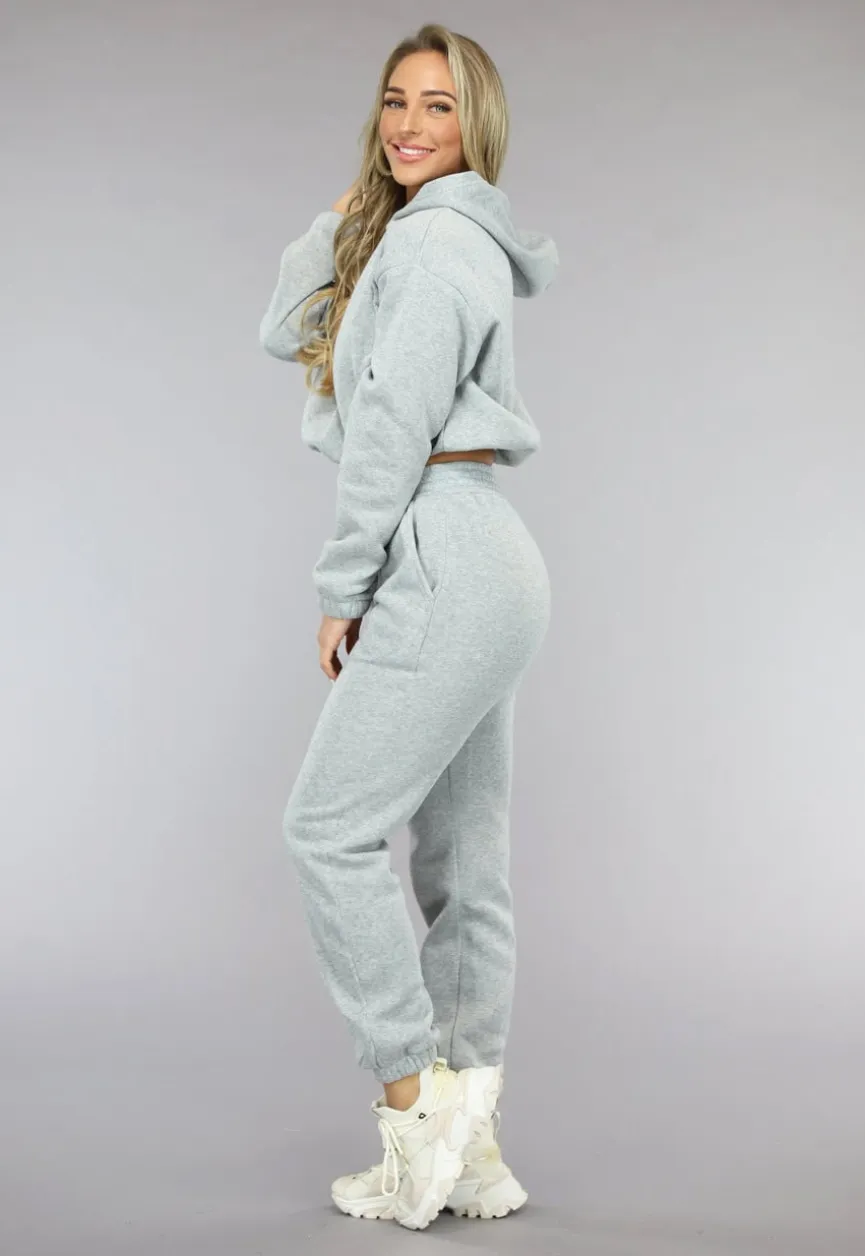 Grijze Lounge Set met Cropped Trui